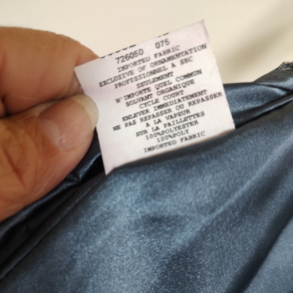 Jessica McClintock Midnight Blue Strapless Satin Sequin Dress - Picture 11 of 12